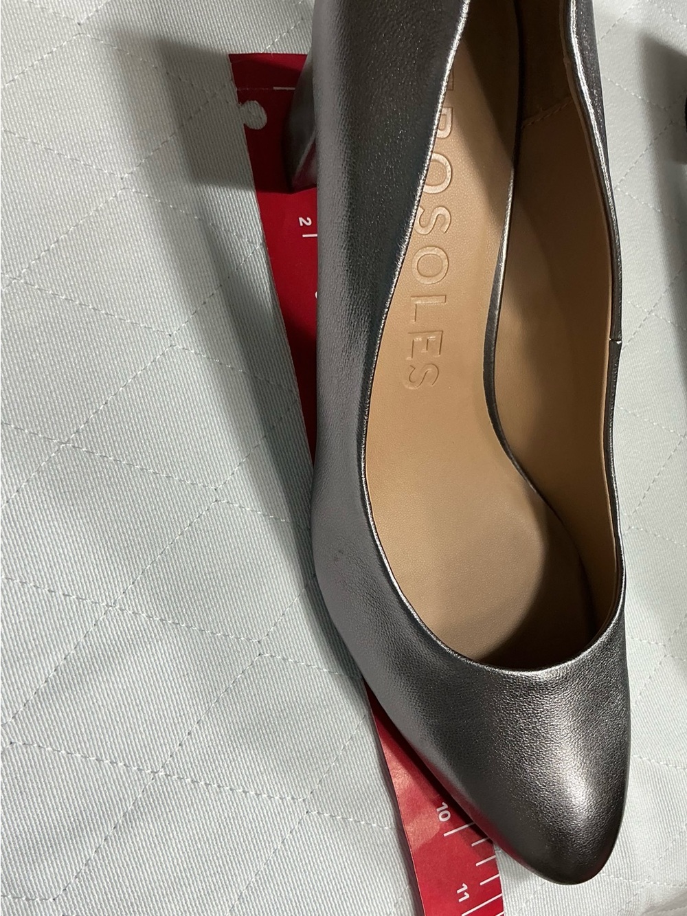 NWOB Aerosoles Betsy Gunmetal Metallic Leather Block Heel Pumps 12 - Picture 9 of 11